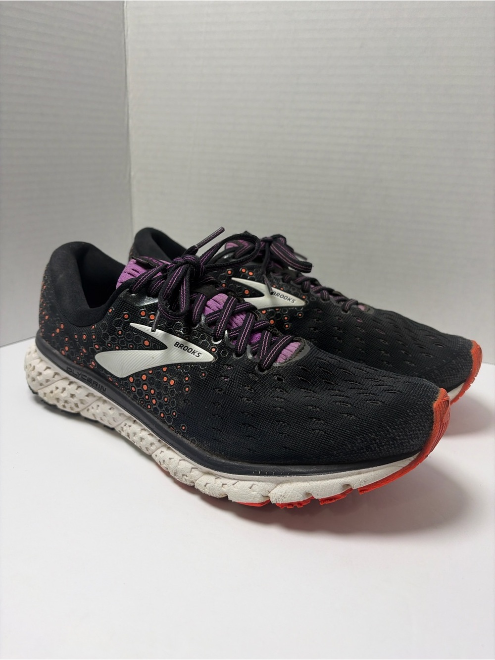 Brooks Glycerin 17 Womens Black Purple Orange Running Sneakers Women’s Size 9.5